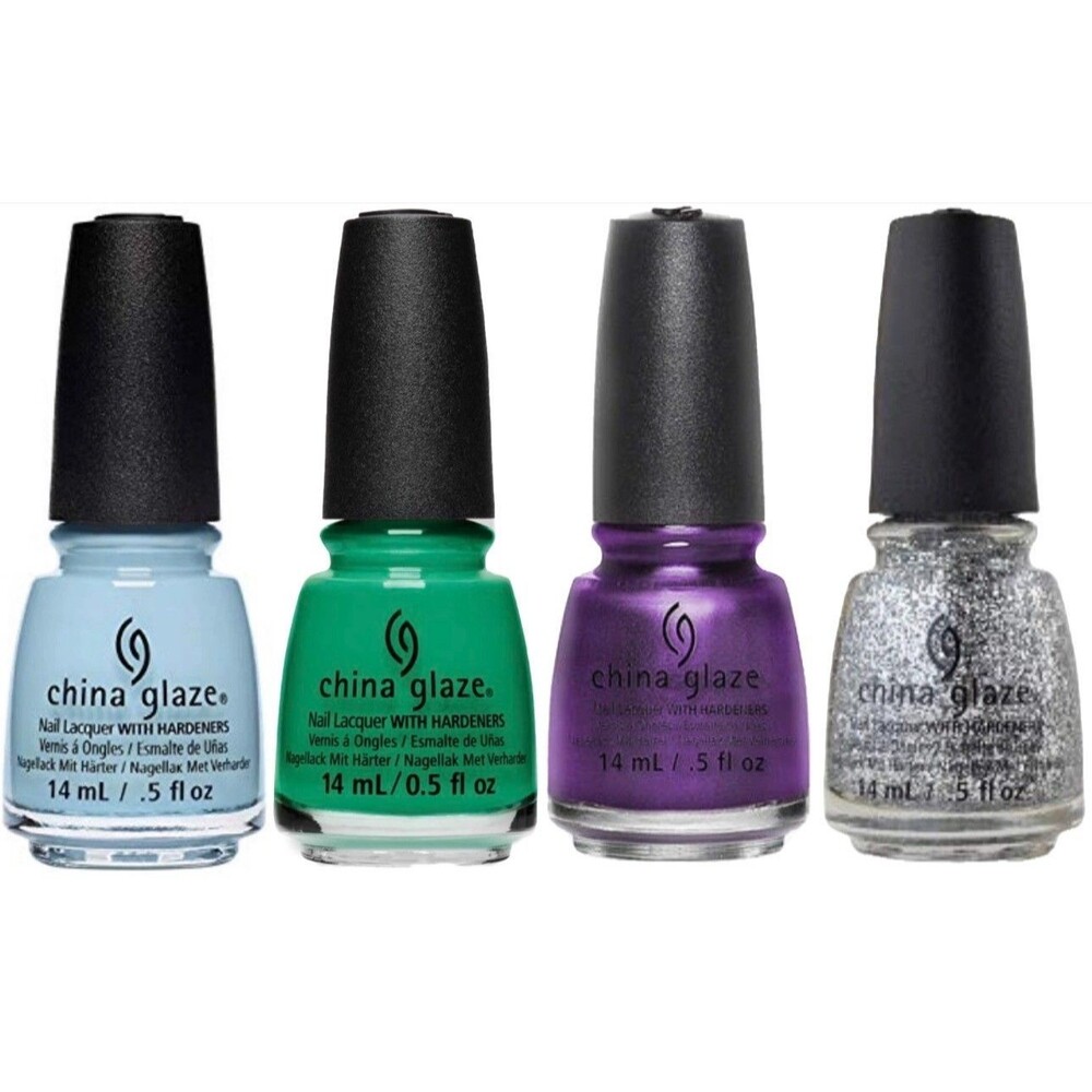 4-Pack China Glaze Nail Polish Long-Lasting & Chip-Resistant - Multicolor